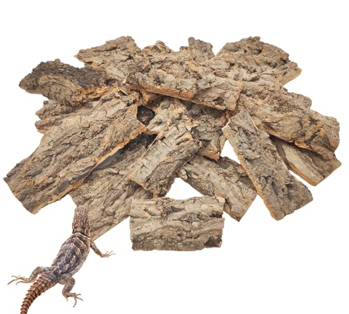 VCEPJH 1.5 LB Reptile Bark Bedding, Natural Cork Bark for Reptiles Flat Cork Wood Terrarium Substrate Tank Supplies for Snake Spiders Bearded Dragons Hermit Crabs Geckos