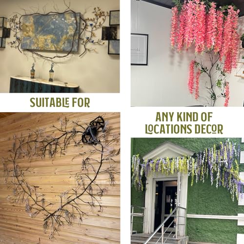 118" Bendable Artificial Grapevines Garland Tree Branches(S) | Wall Hanging Fake Cherry Blossom Vines Reptile Plants Twigs Wreath for Garden Outdoor Halloween Creepy Ceiling Decoration - size: Small
