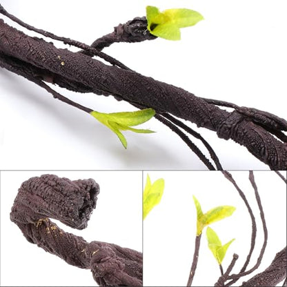 Garneck Simulation Climbing Plant Vine for Reptile Habitat, Bendable Artificial Rattan Vine with Soft Leaves 100cm, Plastic Pet Box Landscape Decor for Tropical Terrarium