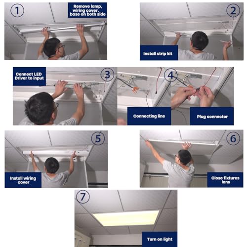 3500K Warm Soft LED Retrofit Kit, 2FT Magnetic Strip Retrofit Kit, 16W = 32W Fluorescent Light, Super Bright 2400LM, 0-10V Dimmable, Clear Cover, Quick Easy Install - color: 2ft 3500k Clear