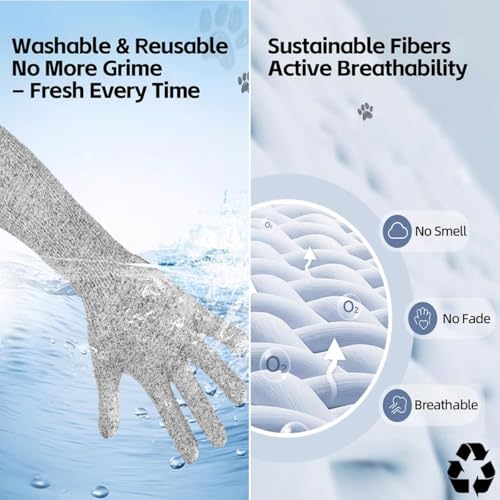 Ultra-Flexible Pet Handling Sleeves: 15.7” Kevlar Scratch-Resistant Gloves for Cat Grooming, Nail Trimming & Arm Protection - color: 1 Pairs