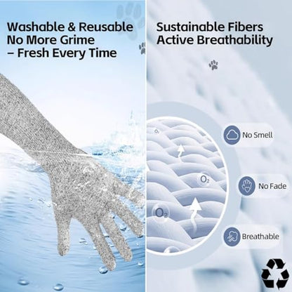 Ultra-Flexible Pet Handling Sleeves: 15.7” Kevlar Scratch-Resistant Gloves for Cat Grooming, Nail Trimming & Arm Protection - color: 3 Pairs