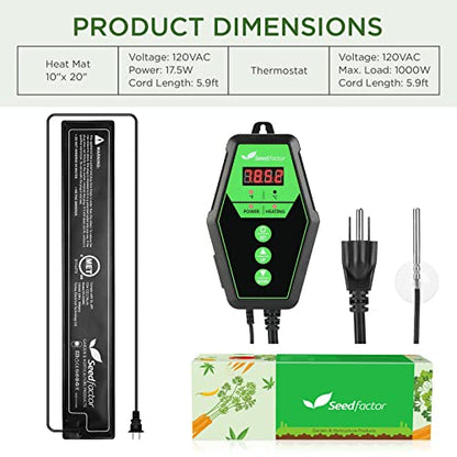 3.5" x 21" MET Certified Seedling Heat Mat and Digital Thermostat Combo Set - size: 1 Pack-3.5" X 21"