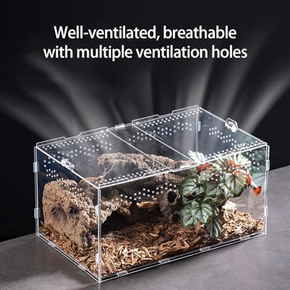 Clear Acrylic Reptiles Tanks with Ventilation Holes Terrarium Box for Small Lizards and Snake Jumping Spiders Watching Reptiles Container Box - size: 8X7X10 horizontal