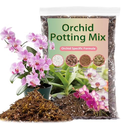 Premium Orchid Potting Mix for Repotting,4 Quarts Orchid Soil for Various Orchid Types,Orchid Specific Formula Blends Natural Pine Bark,Perlite,Coco Peat & Dried Forest Moss - size: Orchid Potting Mix 4QT