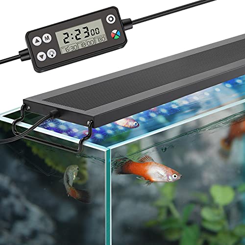 hygger Auto On Off LED Aquarium Light, Full Spectrum Fish Tank Light with LCD Monitor, 24/7 Lighting Cycle, 7 Colors, Adjustable Timer, IP68 Waterproof, 3 Modes for 24"-30" Freshwater Planted Tank - size: 22W (for 24-30 inch tank)