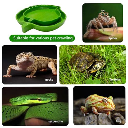 La La Pet®Set of 3 Tortoise Water Dish with Ramp Tortoise Food Dish Water Bowl Reptile Bathing Pool Feeding Dish Aquarium Ornament for Gecko/Snake/Bearded Dragon/Lizard