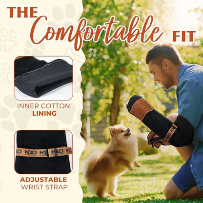 HANDLANDY Animal Handling Gloves, Bite-Proof, Scratch-Resistant, Pet Gloves for Dogs, Cats, Falconry, Gardening - color: Black Brown, size: 24 Inches