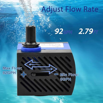 CHANCS AC 110V Small Submersible Water Pump 92GPH 5W High Lift 2.79ft Mini Fountain Pump for Pet Fountain - color: 5w 350l/H