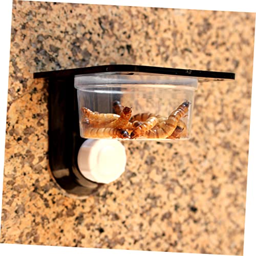 Reptile Feeding Dish and Water Bowl Gecko Lizard PET Accessories Black Plastic Non-Tip Design for Bearded Dragons Snakes and Turtles - size: Size 1