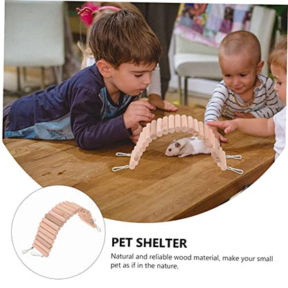 BESPORTBLE Multi-Purpose Wooden Crawler Shelter for Pets Climbing Ladder Arch Bridge and Hiding Nest for Hamsters Lizards and Tortoises