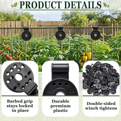40 PCS Shade Cloth Clips, Plastic Shade Net Clips for Mesh or Thin Shade Fabric, Round Black Clips for Mesh Tarp, Bird Netting, Garden Netting and Sun Shade Cover