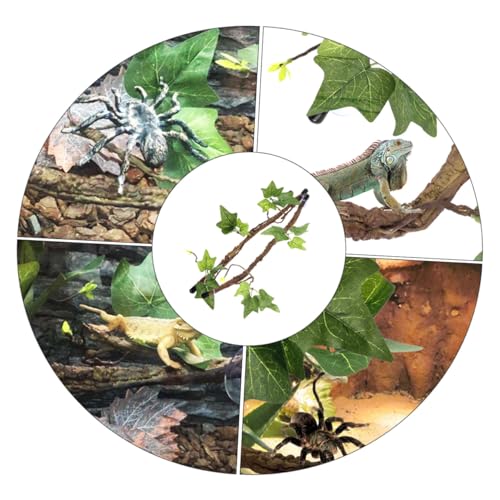 2Pcs Flexible Reptile Jungle Vines with Strong Suction Cups Bendable Climbing Branches for Terrarium Habitat Decor Artificial Creeper Vines for Lizard Snake Snake Tank Accessories