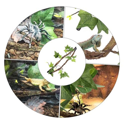 2Pcs Flexible Reptile Jungle Vines with Strong Suction Cups Bendable Climbing Branches for Terrarium Habitat Decor Artificial Creeper Vines for Lizard Snake Snake Tank Accessories