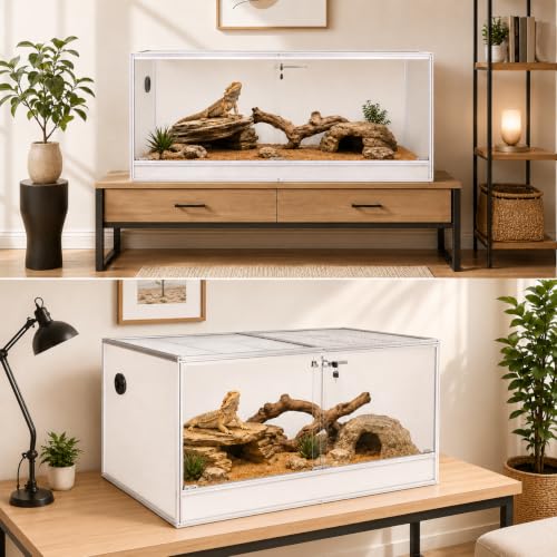 120 Gallon Bearded Dragon Tank, 48x24x24 Reptile Enclosure, Silver - color: Silvery