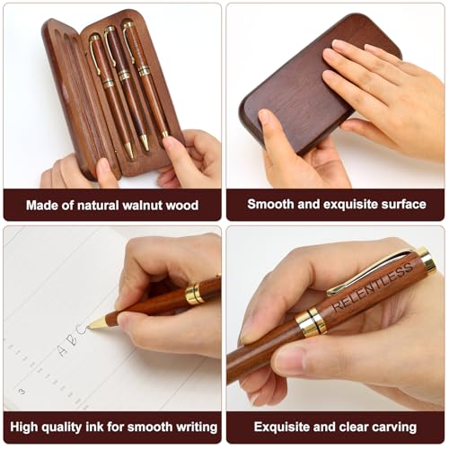 Renawe Fancy Wooden Pens Set with Box Congratulations Gifts for Women Men New Job Promotion Gift for Coworkers Boss Lady Office Business Pen Nice Positive Writing Pens Journaling Luxury Engraved Pens - color: Inspirational