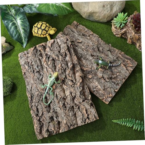 BESPORTBLE 2pcs Cork Bark Aquarium Decor Natural Hideout for Reptiles Climbing Habitat for Bearded Dragon Lizard Snake Tank Aesthetic