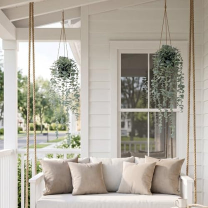 COCOBOO 1pcs Artificial Hanging Plants, Fake Potted Eucalyptus Faux Hanging Plant for Wall Room Home Indoor Outdoor Shelf Decor - size: 5.9in-24in