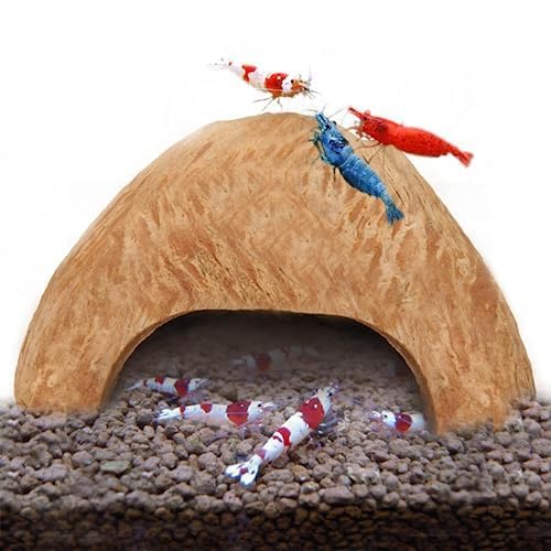 SunGrow Coconut Aquarium Shrimp Cave, Small Fish Tank Decorations Accessories, Comfortable Shelter and Breeding Area for Crustaceans, Fish Hideout Aquarium Décor for Spawning (1 piece) - size: 1 Piece