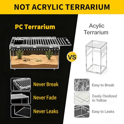Reptile Growth Reptile PC Terrarium,Tarantula Enclosure,Spider Tank with Magnetic Button.12"x 8" x 6" Lizard Enclosure,Reptile Breeding Tank for Insect,Fish,Tarantula,Hermit Crab,Small Bearded Dragon - size: 12" * 8" * 6"