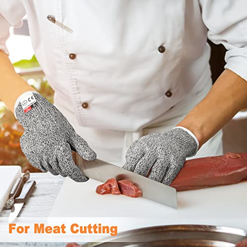 Chuarry 10 Pairs Cut Resistant Gloves Cutting Proof Gloves Level 5 Protection Kitchen Cuts Glove for Shucking Fish - size: Medium