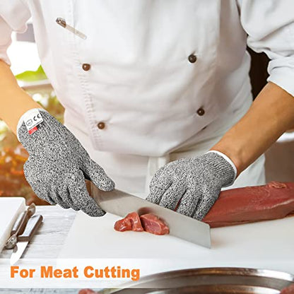 Chuarry 10 Pairs Cut Resistant Gloves Cutting Proof Gloves Level 5 Protection Kitchen Cuts Glove for Shucking Fish - size: X-Large