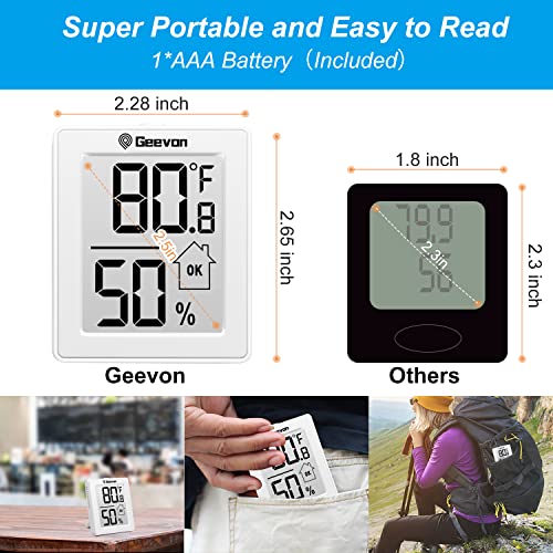 Geevon Indoor Thermometer Room Temperature Monitor,3 Pack Temperature Humidity Gauge Thermometer Hygrometer with Battery for Home, Office, Greenhouse, White - color: White 1