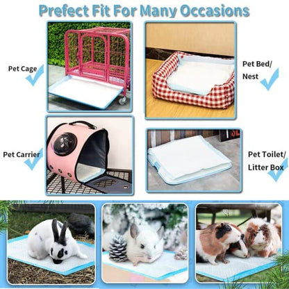 Rabbit Pee Pads Disposable Cage Liners Absorbent Leak-Proof Diaper Mat Small Animal Toilet Potty Training for Squirrel Guinea Pig Ferret Hedgehog Hamster Chinchilla Puppy (20PC, Blue) - size: 13''x18''- 20 Counts