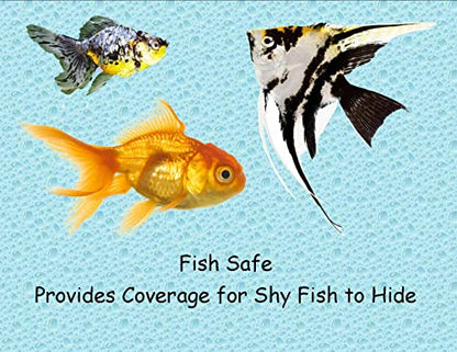 Plant on Tree Branch Artificial Aquarium Ornament 10 Inches Tall, Realistic Look and Feel Silk Plants on Driftwood, Resin Aquarium or Fish Tank Decoration