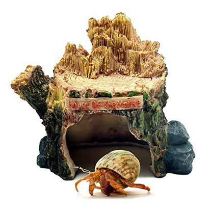 Hamiledyi Hermit Crab Hideout Snail Hiding Cave Resin Hideaway Habitat for Small Reptile Snail Hermit Crab Gecko Spider Frog Betta