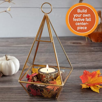 D'Eco Glass Gold Pyramid Centerpiece (5x5x10) - Hanging Planter Terrarium - Spring Home & Wedding Decor - Fill with Succulents, Cacti, Air Plants, Moss, Flowers for Plant Lovers