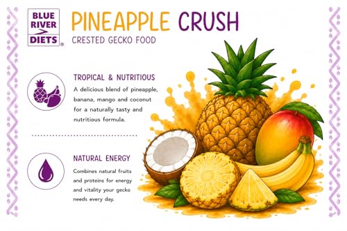 Blue River Diets Crested Gecko Diet | Pineapple Crush | All Natural Low Fat Complete Gecko Food | 2.1oz