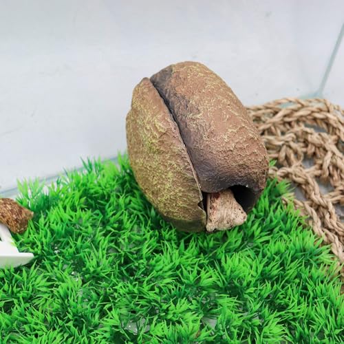 Reptile Tank Accessories – Resin Magnetic Rock Hideout for Hermit Crabs & Small Reptiles, Realistic Cave Décor for Terrariums