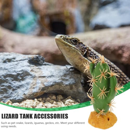 jojofuny Artificial Cactus Plant for Reptile Terrarium Habitat Decor, Fake Terrarium Plants for Amphibians and Lizards, Sturdy Plastic Reptile Tank Landscaping Accessory
