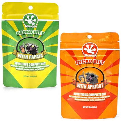 Pangea Gecko Diet Papaya & Apricot Bundle - 2oz Papaya Fruit Mix and Apricot Fruit Mix