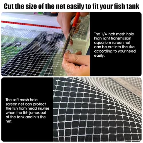 Clear Fish Tank mesh Netting Material Aquarium mesh lid Transparent Plastic Aquarium top Cover Screen Hood net(5.12 Feet X 3.37 Feet)