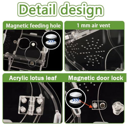 Premium 3mm Acrylic Terrarium for Jumping Spiders & Tarantulas | 5.9"x9.4"x3.5" Tall Arboreal Enclosure with Magnetic Doors & 1mm Micro-Vents | Escape-Proof Habitat for Mantis, Reptiles, Frogs
