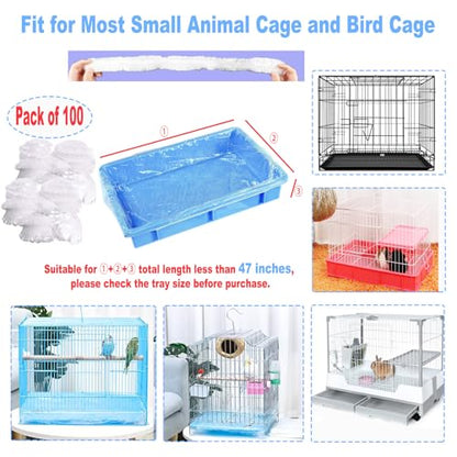 100Pcs Disposable Rabbit Cage Liner, 26'' X 18'' Plastic Guinea Pig Cage Liners Bag Elastic Small Animal Toilet Film, Clear Crate Tray Covers for Bunnies Ferret Hamster - size: 100PCS