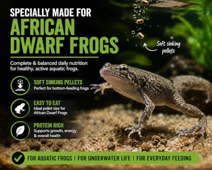 African Dwarf Frog Food – High Protein Sinking Pellets for Aquatic Frogs – Natural Insect-Based Diet – BugGraze 3oz