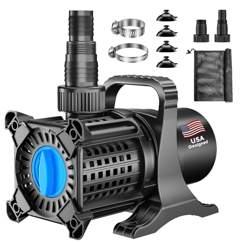 OYO WATER Pond Pump, 5500 GPH Adjustable Flow Submersible Water Pump with Filter Bag, Copper Motor, IPX8 Waterproof for Outdoor Koi Pond, Fountain, Waterfall, Hydroponics - size: 5500 GPH