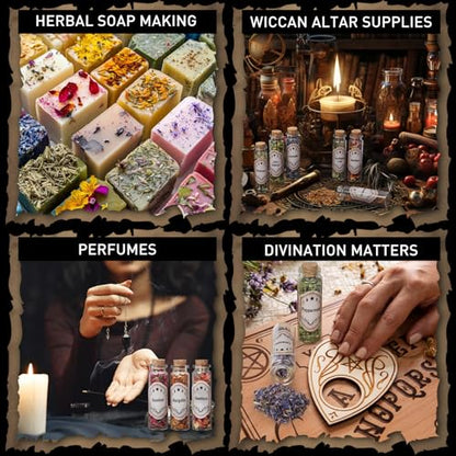 30 Pack Witchcraft Supplies Herbs, Dried Herbs and Flowers Bottles Kit for Witch Beginner, Wiccan, Wicca Altar Supplies, Magic Spell, Candle and Soap Making, with Witchy Spoon, Bell and More - style: 30 Herbal Jars