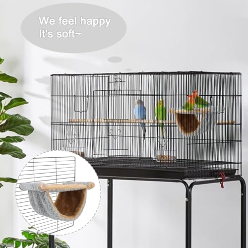 BWOGUE Winter Warm Bird Nest Bed Hanging Hammock Snuggle Hut Parrot House Tent Toy Bird Cage Perch for Parakeet Budgies Cockatiels Lovebird Cockatoo Finch Hamster Chinchilla Guinea Pig - color: Light Gray, size: Medium (9"x7.2")