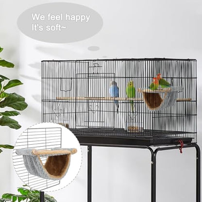BWOGUE Winter Warm Bird Nest Bed Hanging Hammock Snuggle Hut Parrot House Tent Toy Bird Cage Perch for Parakeet Budgies Cockatiels Lovebird Cockatoo Finch Hamster Chinchilla Guinea Pig - color: Light Gray, size: Medium (9"x7.2")