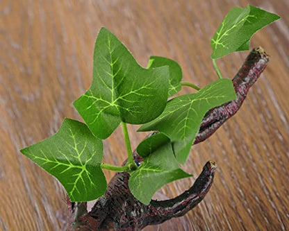 IBWell Resin Reptile Corner Branch Terrarium Plant Decoration with Suction Cup for Amphibian Lizard Snake Climbing Ornament - style: vine branch