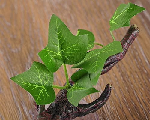 IBWell Resin Reptile Corner Branch Terrarium Plant Decoration with Suction Cup for Amphibian Lizard Snake Climbing Ornament - style: vine branch