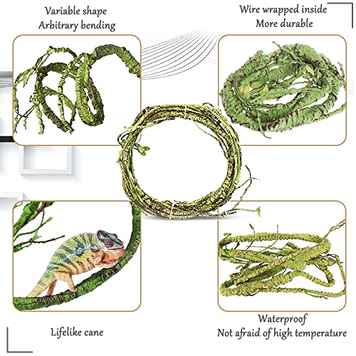 Hamiledyi Reptile Plants Bendable Jungle Climbing Vine Terrarium Branch and 4 Pcs Humid Hide for Leopard Gecko Moist Reptile Hide Box for Bearded Dragon Lizard Gecko Frog Snake