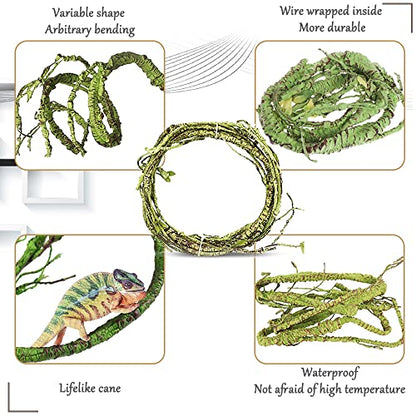 Hamiledyi Reptile Plants Bendable Jungle Climbing Vine Terrarium Branch Flexible Plastic Leaves Hanging Pet Habitat Decoration for Bearded Dragon Lizard Gecko Frog Snake Tank Accessories Decor - size: 3 PCS - Style 1