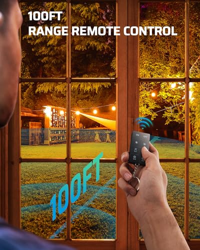 DEWENWILS Outdoor Dimmer for String Lights, 100FT Remote Range, IP44 Waterproof Plug-in Dimmer for Garden, Patio, Porch, 4 Level Brightness Button, Max 150W Dimmable LED/300W Tungsten Bulbs - size: Dimmer with 1 outlet