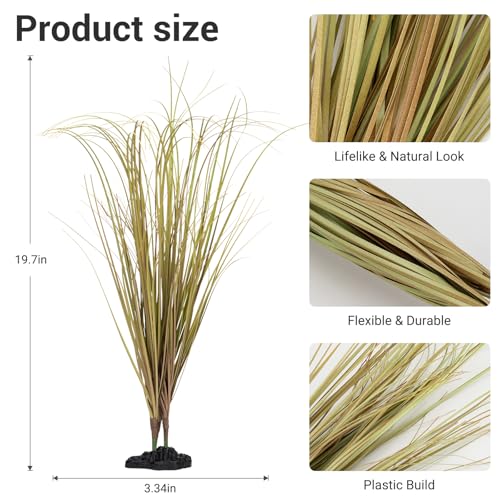 Fake Desert Dry Grass, Artificial Plants for Reptile Tank Accessories, Habitat Decor Fit for Bearded Dragon, Crested Gecko, Leopard Lizard, Chameleon, Artificial Outdoor Plants, Terrarium Decor (1)