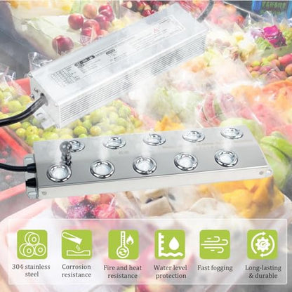 10 Head Ultrasonic Mist Maker Fogger Machine (7000ml/H), Industrial Humidifier Fog Machine 110V 350W, Ultrasonic Mister with Floats for Halloween Atmosphere Vegetable Preservation Landscape - size: 10 Head